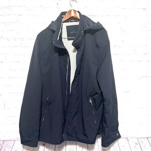 Tommy Hilfiger Water Resistant Hidden Hood Windbreaker Jacket Men's XXL Black 2X